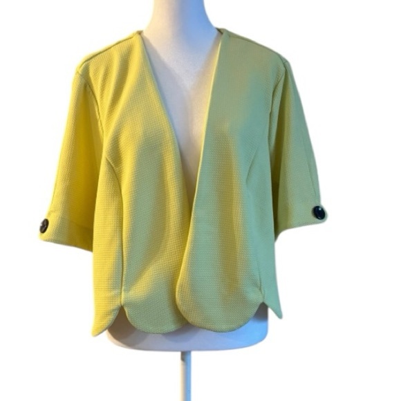 Perceptions Woman Yellow Draped Cropped Cardigan Size 2X - Picture 1 of 5